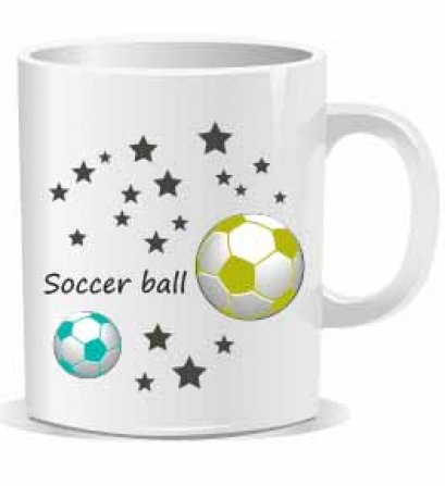 แก้วน้ำสกรีนสี Soccer ball mug